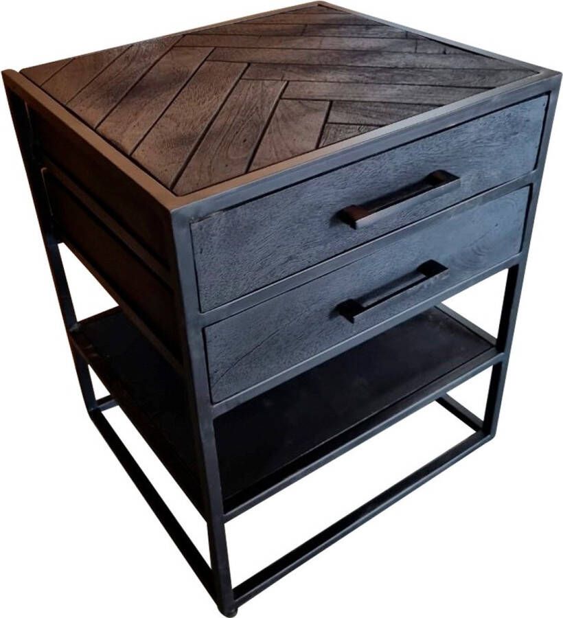 Nachtkastje Daan Nachtkastje zwart Bijzettafel industrieel