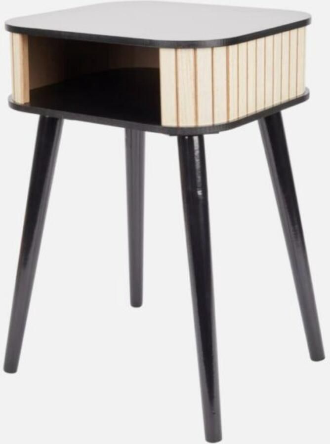 Nachtkastje Dennenhout & MDF hout 34 5x30x50cm Beige Zwart