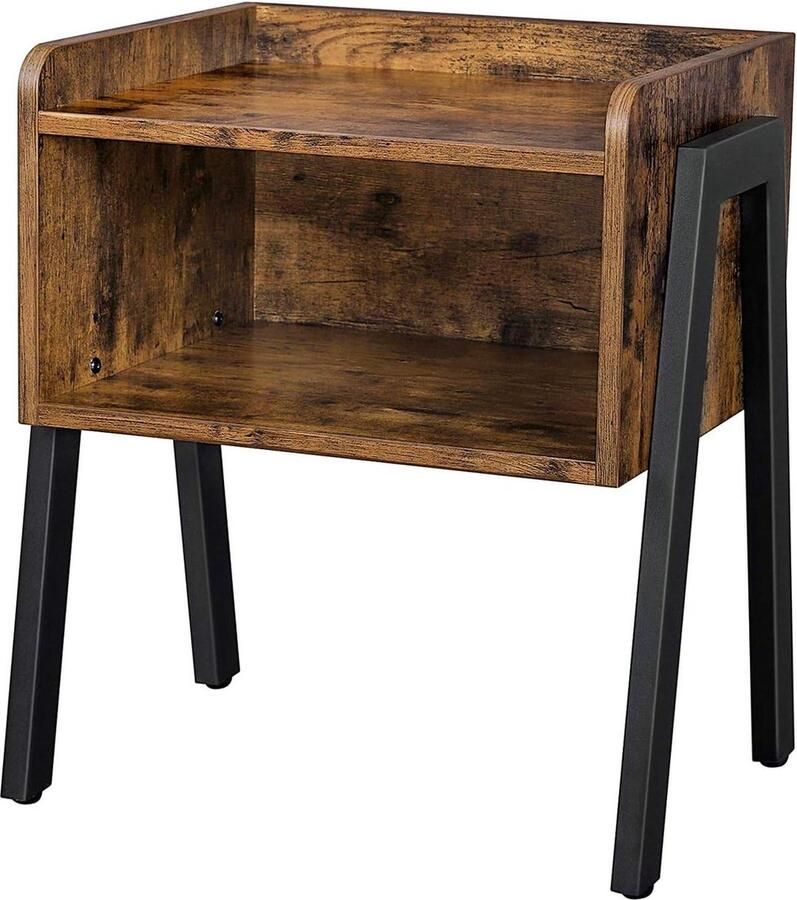Nachtkastje einde stapelbare zijkant salontafel met open opbergvak retro rustieke chique houtlook vintage LET54X 42 x 35 x 52 cm