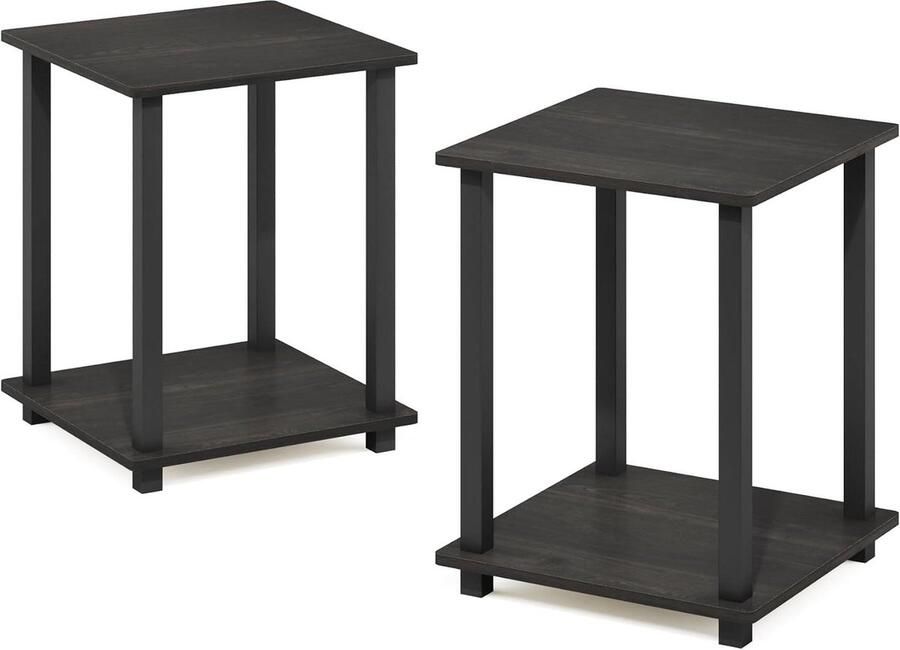 Stijlvolle Set van 2 Simplistic Bijzettafels Praktische Nachtkastjes Espresso Zwart Afmetingen 39 6 x 39 6 cm (2-Pack)