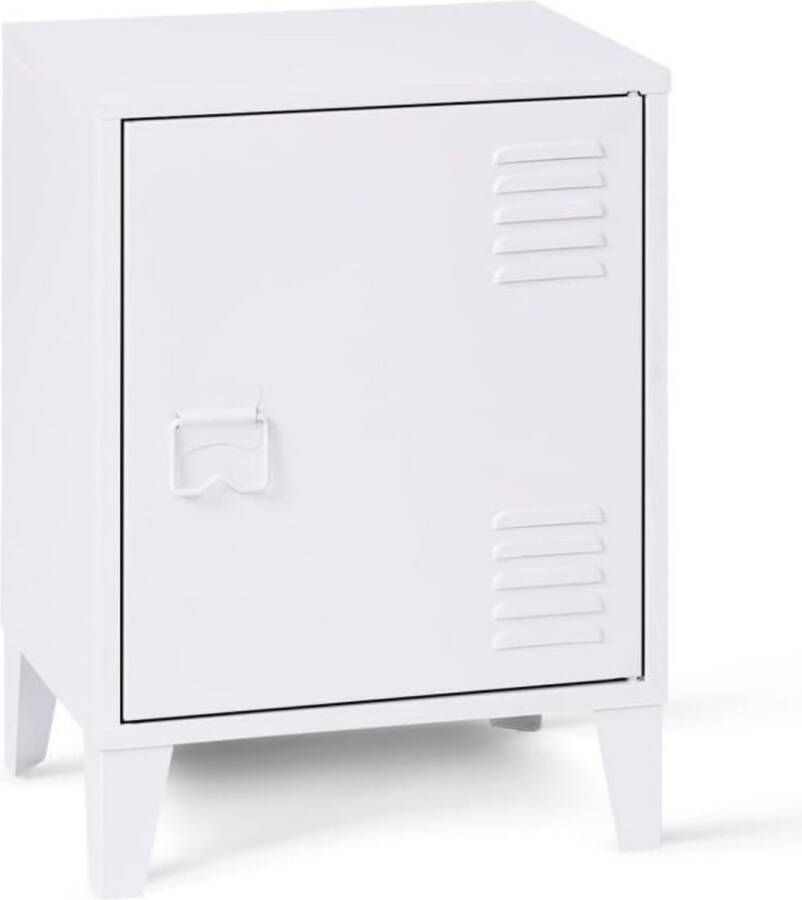 Nachtkastje Ester 1 deur van metaal wit industrieel design