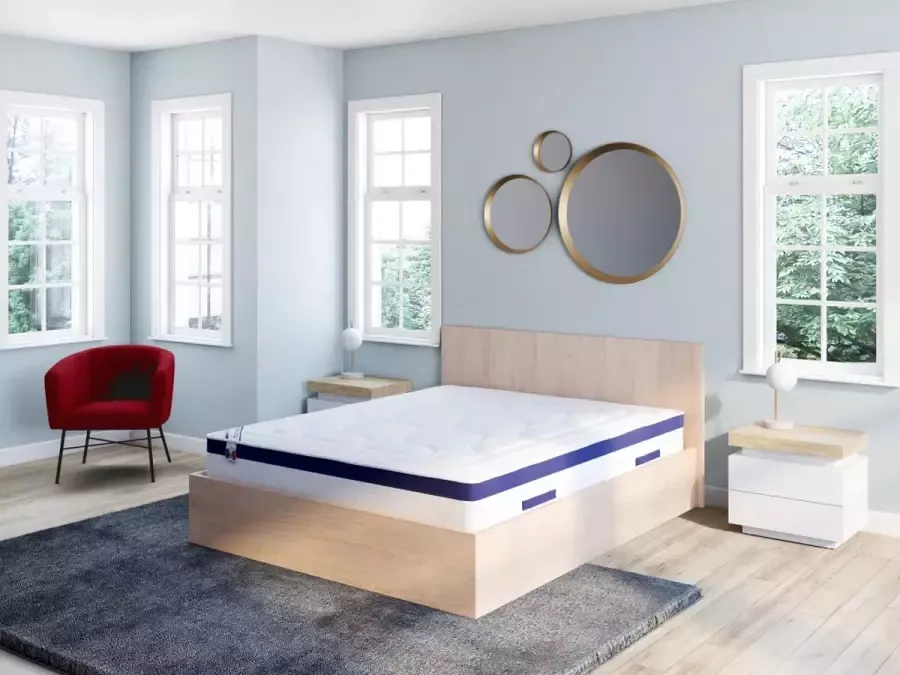 Vente-unique Nachtkastje 2 lades Gelakt mdf Met ledverlichting wit en eiken HALO II L 55 cm x H 50 cm x D 40 cm - Foto 3