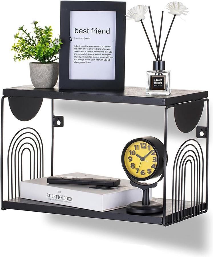 Nachtkastje Hangend Houten Zwevend Plank: Wandplank Muur Klein Nachtkastje Muur Gemonteerd Nachtkastje Zwevend (1 Zwart)