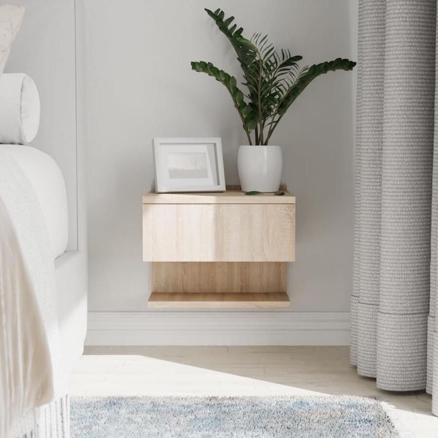 Nachtkastje hangend nachtkastje hangend nachtkastje slanke wandtafel met opbergvak sonoma afmetingen: B35 x H30 x D31 6 cm