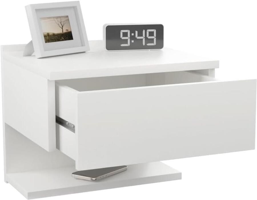 Nachtkastje hangend nachtkastje hangende nachtkastje slanke wandtafel met opbergvak wit afmetingen: B35 x H30 x D31 6 cm