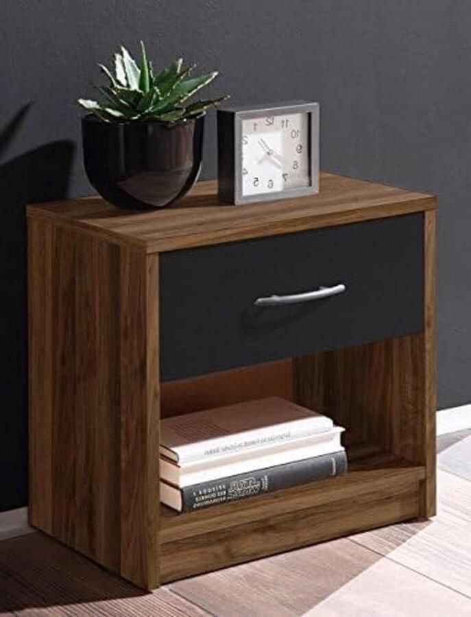 Nachtkastje Hout Zwart 28 X 39 X 41 Cm Pepe Meubels Nachtkastje