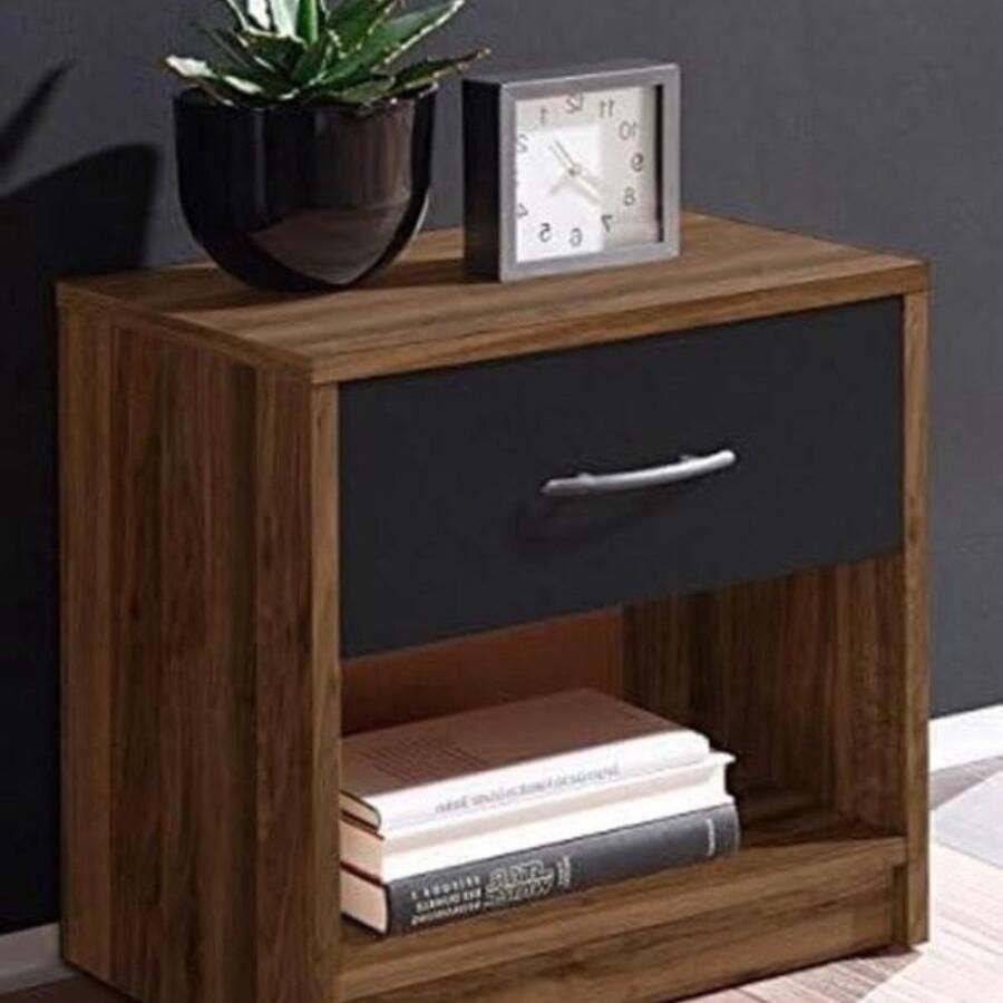 Nachtkastje Hout Zwart 28 X 39 X 41 Cm Pepe Meubels Nachtkastje