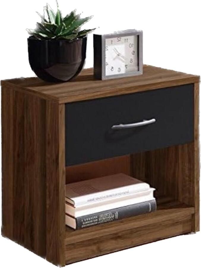 Nachtkastje Hout Zwart 28 X 39 X 41 Cm Pepe Meubels Nachtkastje