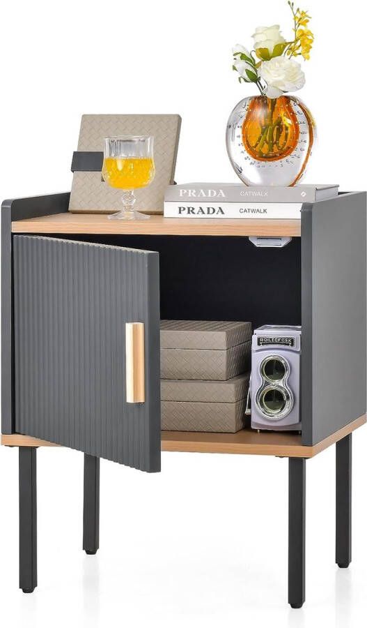 Nachtkastje houtmateriaal grijs 45 x 35 x 56 cm