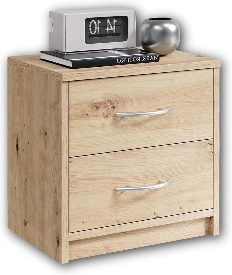 Nachtkastje in Artisan eiken look eenvoudig nachtkastje met twee laden 39 x 39 x 28 cm (B H D) Beside shelf