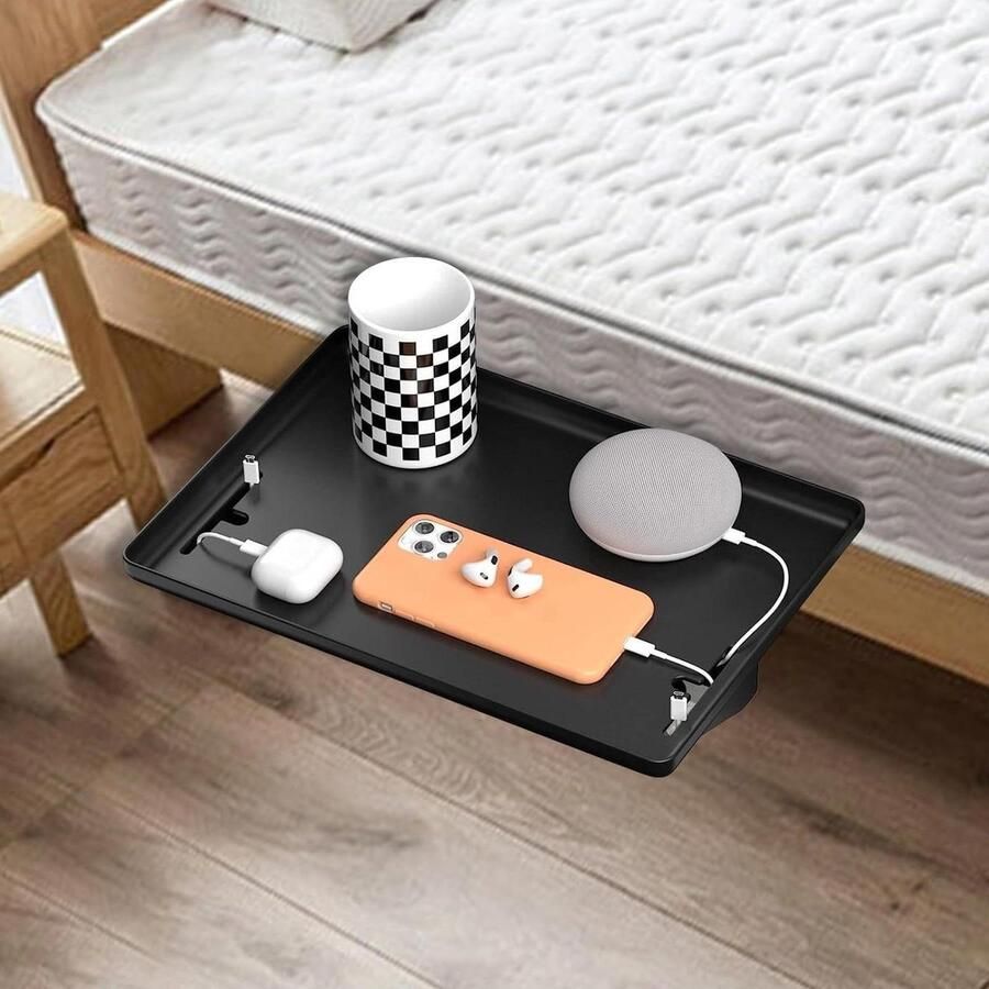 Nachtkastje inklapbaar met clip om te organiseren bedorganizer voor studentenkamer (zwart) Beside shelf - Foto 2