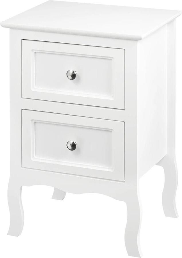 Nachtkastje Klein dressoir bijzettafel Nachtkastje Met 2 Lades Barok Wit- 40x30x60cm
