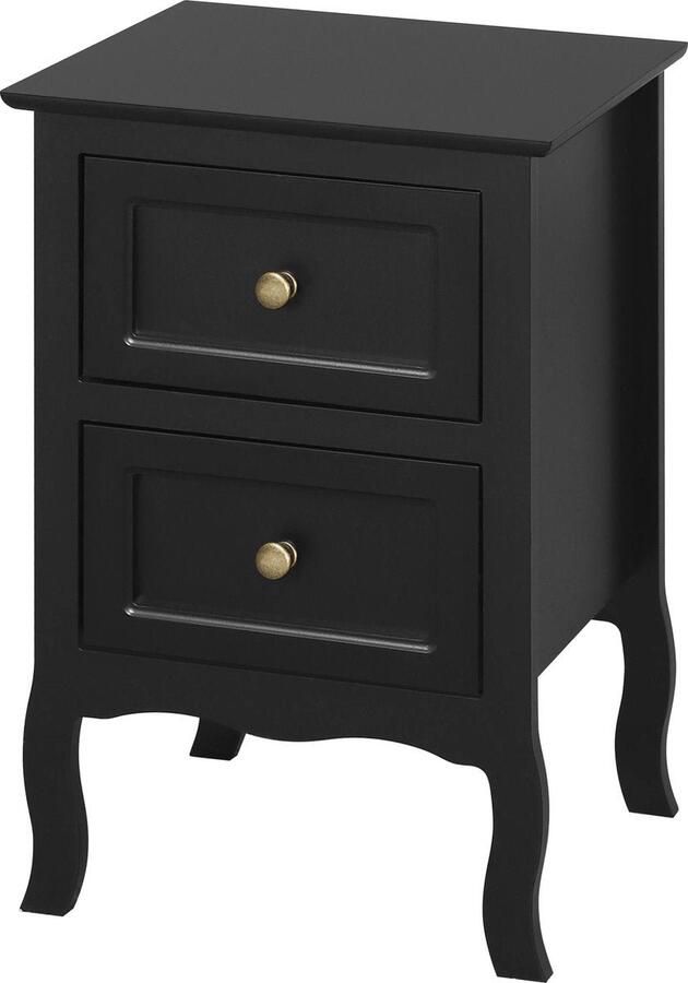 Nachtkastje Klein dressoir bijzettafel Nachtkastje Met 2 Lades Barok Zwart 40x30x60cm