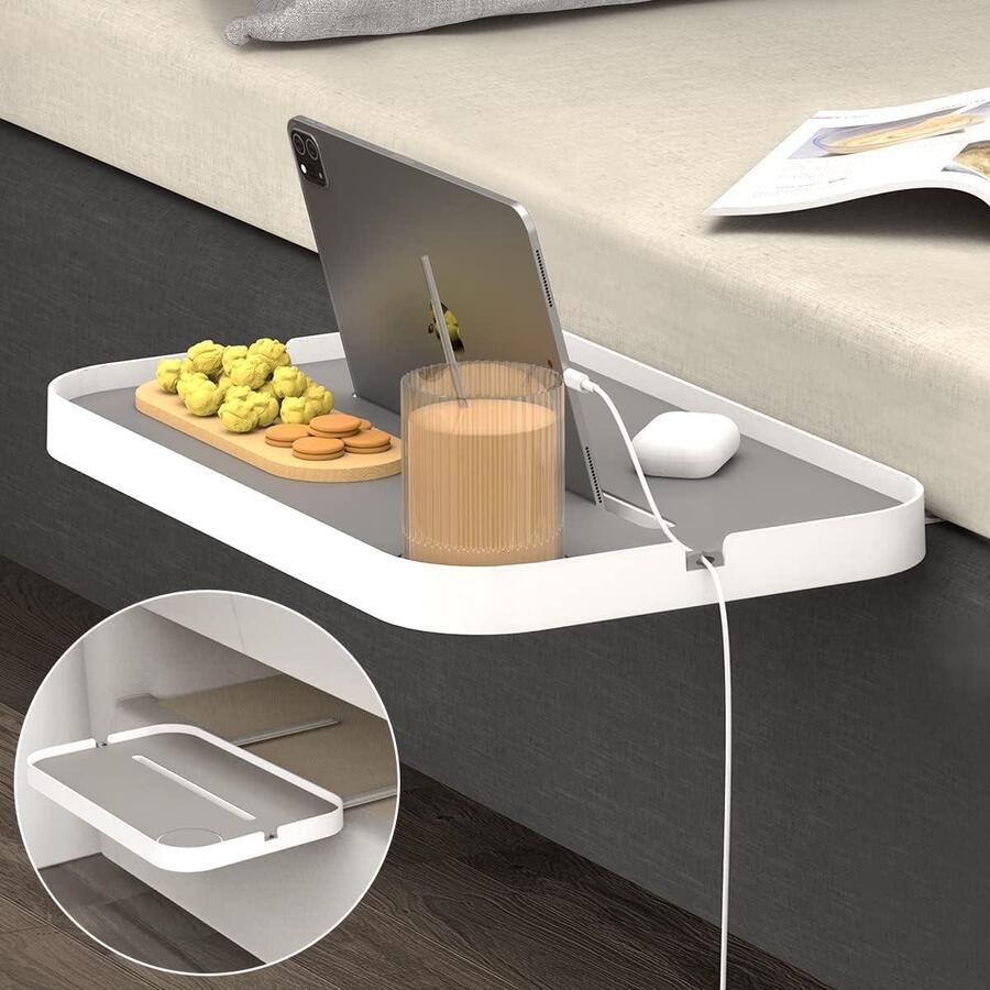 Nachtkastje lade Caddy Organizer voor boxspring bedden lade inrichting platformbedden 15 cm matras verwijderbare bekerhouder siliconen pad koordhouder dempend ontwerp