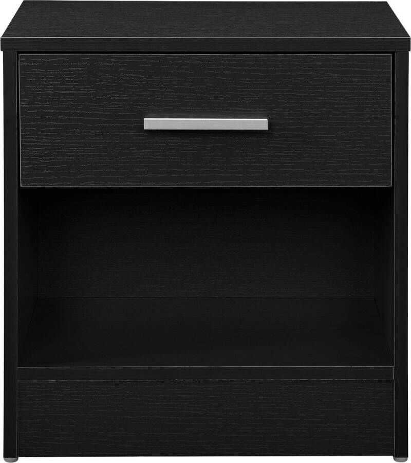 Unbranded Nachtkastje Lilian Ladekast Met Lade en Open Compartiment Zwart Spaanplaat Klassiek Design