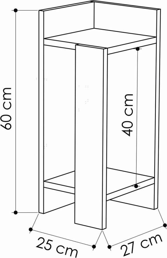 Nachtkastje Links Stijlvol Antraciet & Eiken Design 25x60x27cm Duurzaam Melamine Materiaal