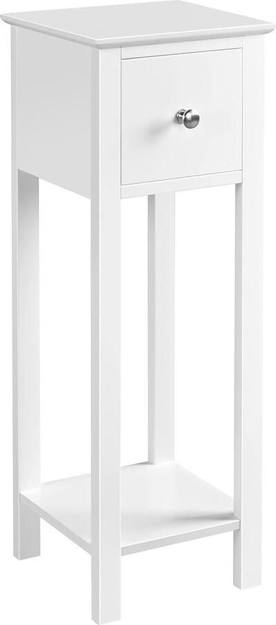 Nachtkastje met 1 lade en 2 planken eenvoudige nachtkastje banktafel salontafel van hout bijzettafel voor woonkamer slaapkamer 25 × 25 × 70 cm wit