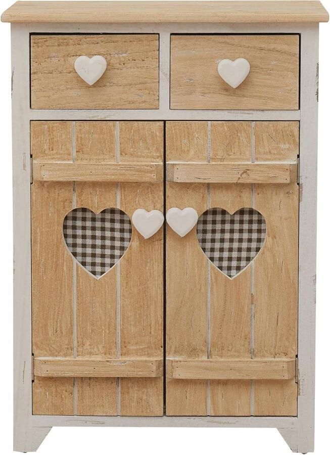 Nachtkastje met 2 Lades en 2 Deuren Wit en Beige Multifunctioneel Meubel voor Kamer en Badkamer 70 x 51 x 30 cm