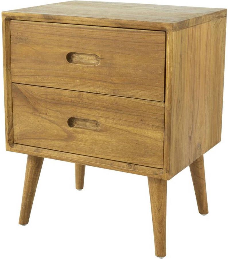 Vente-unique Nachtkastje met 2 lades – Mindihout – houtlook – PONIDA L 45 cm x H 55 cm x D 35 cm