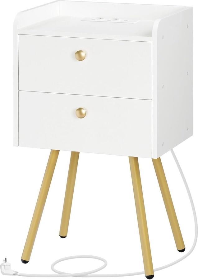 Nachtkastje met 2 lades vintage stijl zwart en rustiek bruin voor slaapkamer – EDW89CBZ01N1