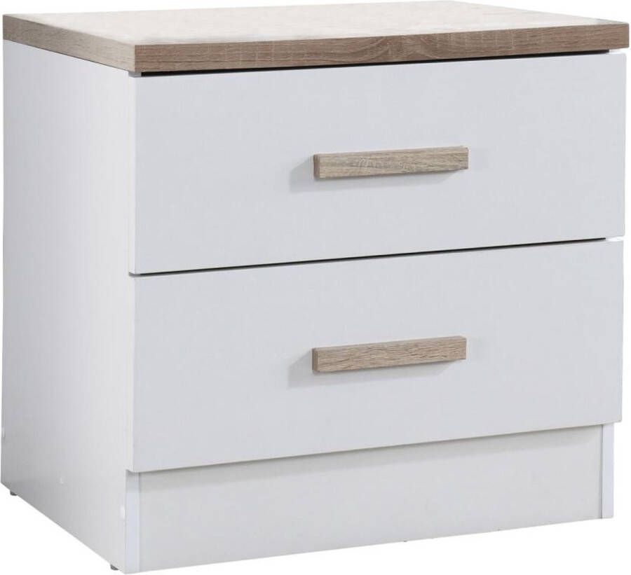 Vente-unique Nachtkastje met 2 lades Wit en naturel SKAIDO L 50 cm x H 50 cm x D 40 cm