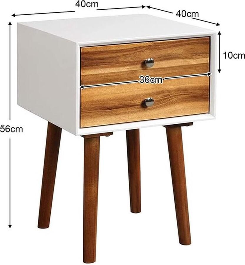 Nachtkastje met 2 schuifladen houten nachtkastje bijzettafel telefoontafel nachtkastje bijzettafel voor slaapkamer en woonkamer 40 x 40 x 59 cm kleurkeuze (bruin)