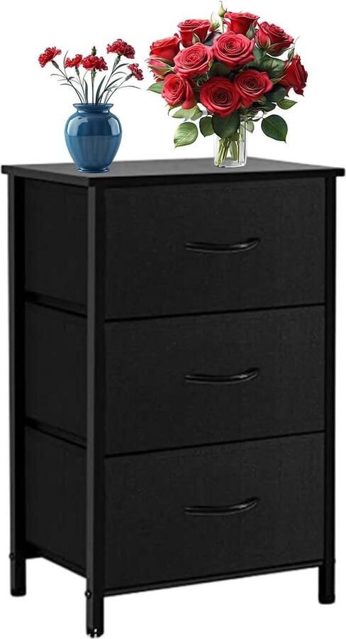 Nachtkastje met 3 laden opbergkast stoffen commode voor slaapkamer 30 x 45 x 67 cm