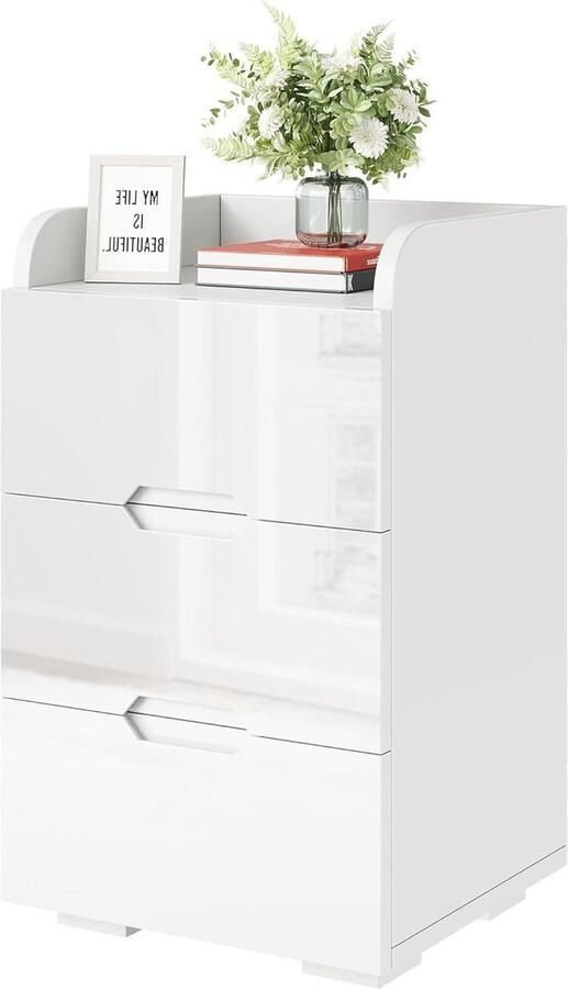 Nachtkastje met 3 laden smal en ruimtebesparend wolken wit 40 x 35 x 66 cm