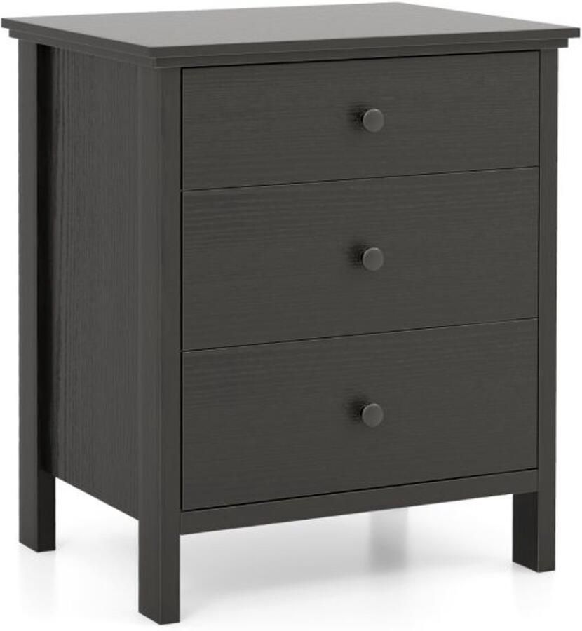 Nachtkastje met 3 Lades – Houten Bank-Opbergkast en Multifunctionele Tafel met 3 Planken Zwart