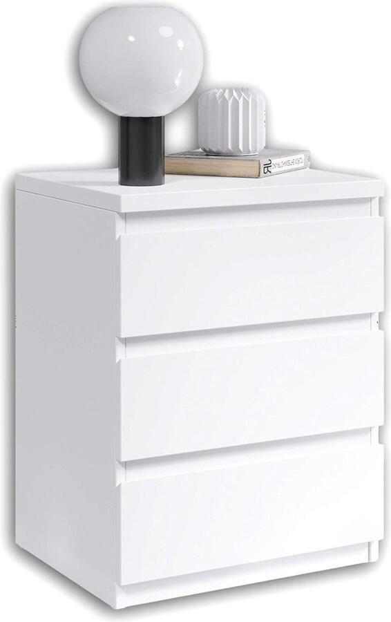 Nachtkastje met drie laden in wit modern design opbergruimte voor bed 45 x 61 x 38 cm (b x h x d) nachtkastje zwart 60 cm hoog