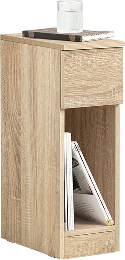 Rootz Living Rootz Nachtkastje met Lade Salontafel Sofatafel Bijzettafel Nature Finish Organisatorische opslag Verbeterde stabiliteit Krasbescherming 20 cm x 60 cm x 35 cm