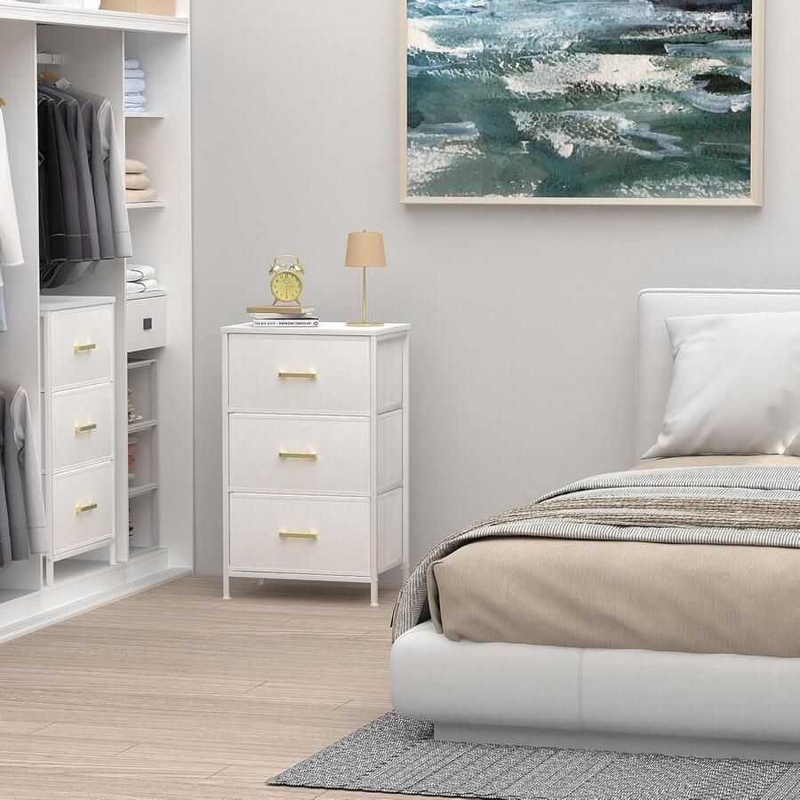 Nachtkastje met lade van stof ladekast voor slaapkamer ladekast hal woonkamer nachtkastje witte bijzettafel multifunctionele opbergkasten