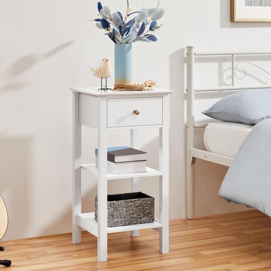 Nachtkastje met lade voor boxspringbed bijzettafel smal banktafel telefoontafel nachtkastje wit afmetingen (b x h x d): ca. 35 x 35 x 70 cm