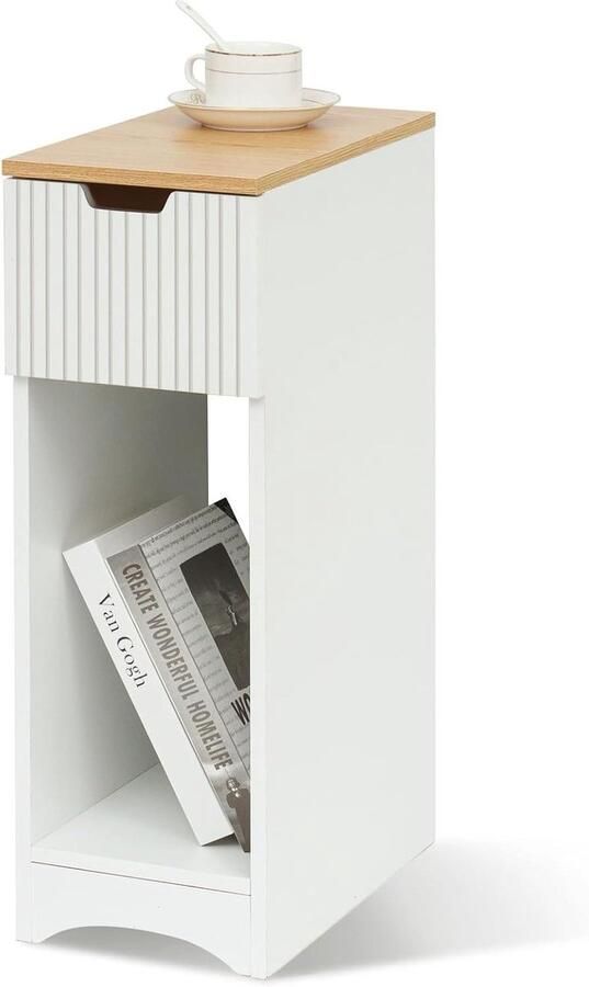 Nachtkastje met lade voor slaapkamer en kinderkamer bijzettafel voor boxspringbed bank telefoontafel Wit Afmetingen: 20x35x60cm