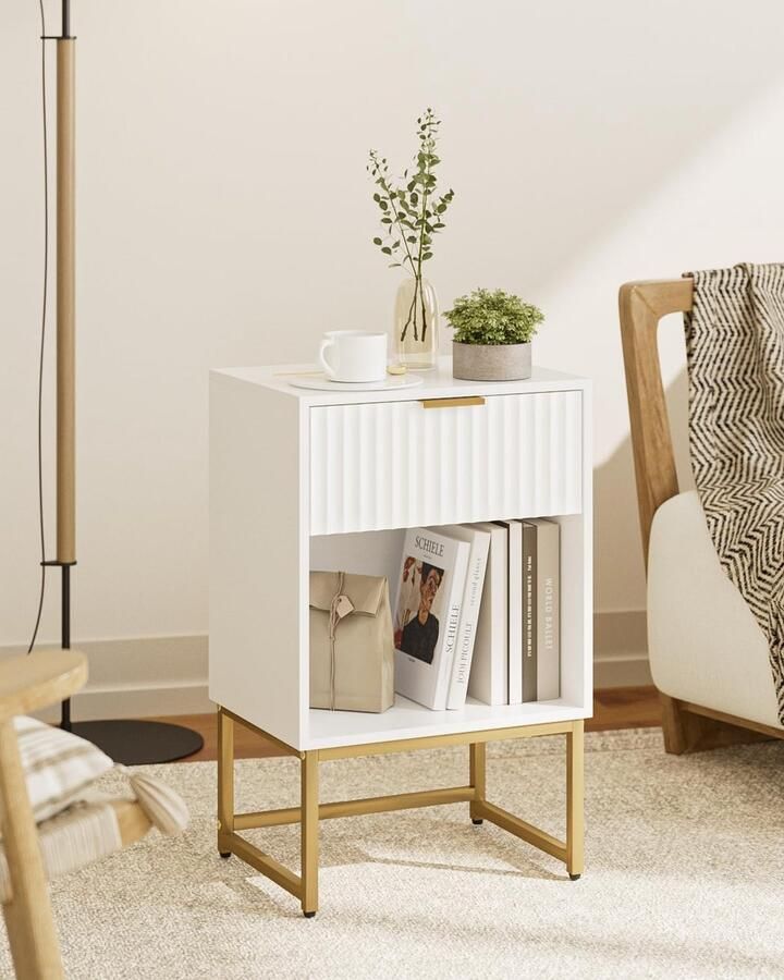 Nachtkastje met laden houten nachtkastje met opbergruimte bijzettafel nachtkastje voor slaapkamer woonkamer 29 x 39 x 61 5 cm wit