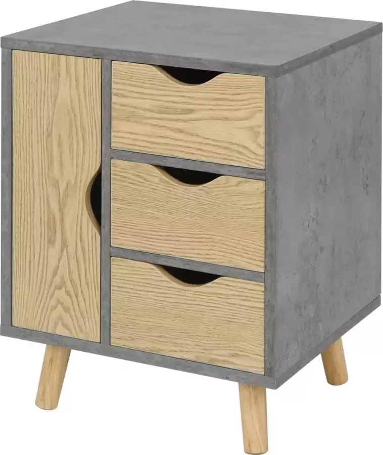 Nachtkastje met Lades Nachtkastje Badkamer Hal Stevig Stijlvol Multifunctioneel Hout 39x35x52 Grijs Bruin