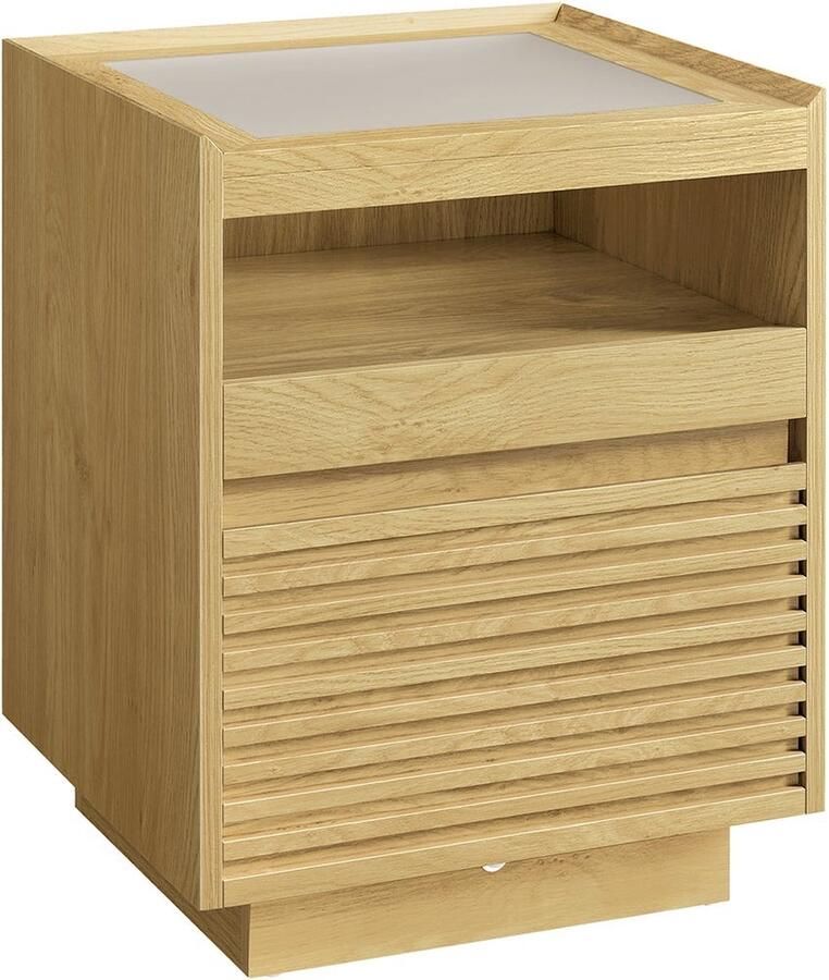 Rootz Living Rootz Nachtkastje Multifunctionele tafel MDF 40cm x 45cm x 55cm Natuurlijk eiken 17 8 kg Montage vereist