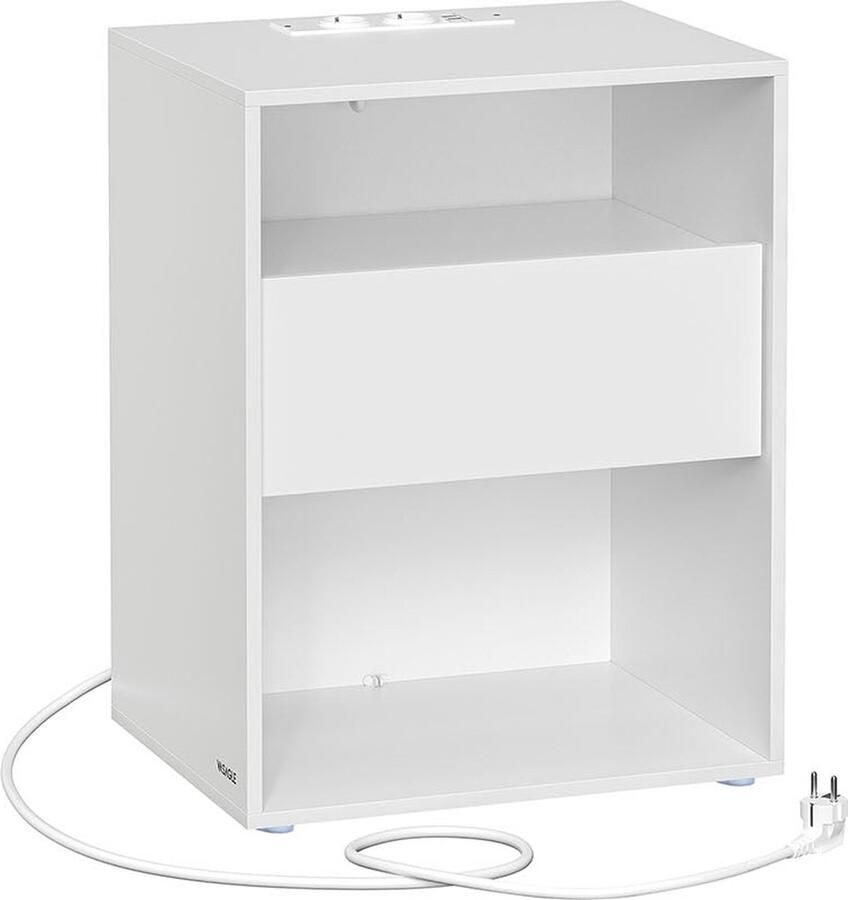 Rootz Living Rootz Nachtkastje met Oplaadfunctie Nachtkastje Lade Mat Wit Spaanplaatmateriaal 35cm x 45cm x 58 3cm 11 6kg