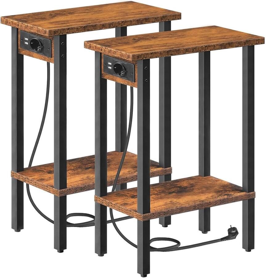 Nachtkastje met Oplaadstation Ruimtebesparend 1 stuk Spaanplaat 40 x 20 x 57 5 cm