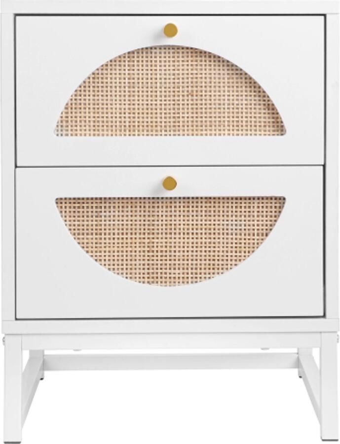 GOTAGEE Nachtkastje met twee lades halfrond symmetrisch design verwisselbare lades vrije patrooncombinatie geschikt voor meerdere interieurscènes