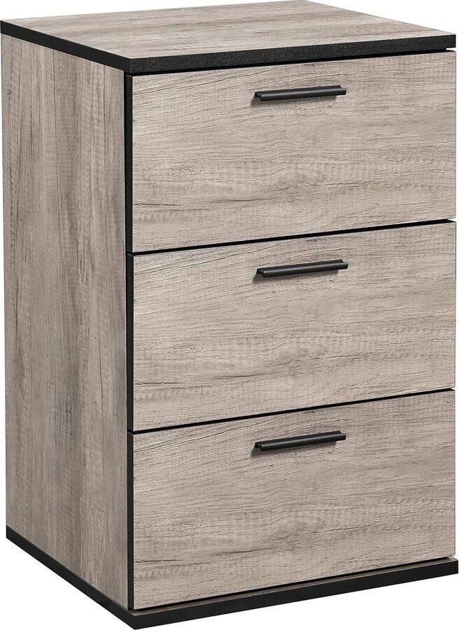 Nachtkastje nachtkastje voor boxspringbed 3 laden 59 cm hoog grijs