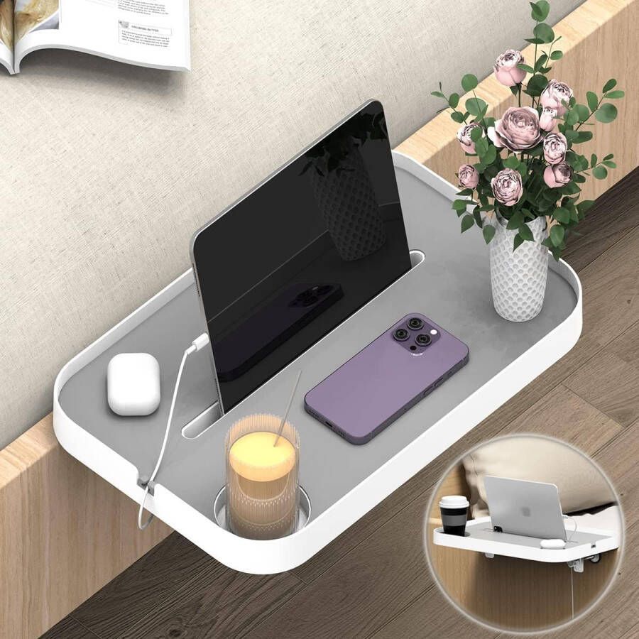 Nachtkastje Organizer voor slaapzalen en kinderstapelbedden met frame tussen 17-95 mm (0 7-3 7) Opklikbaar nachtkastje Afneembare bekerhouder Siliconen kussen Snoerhouder Klemontwerp