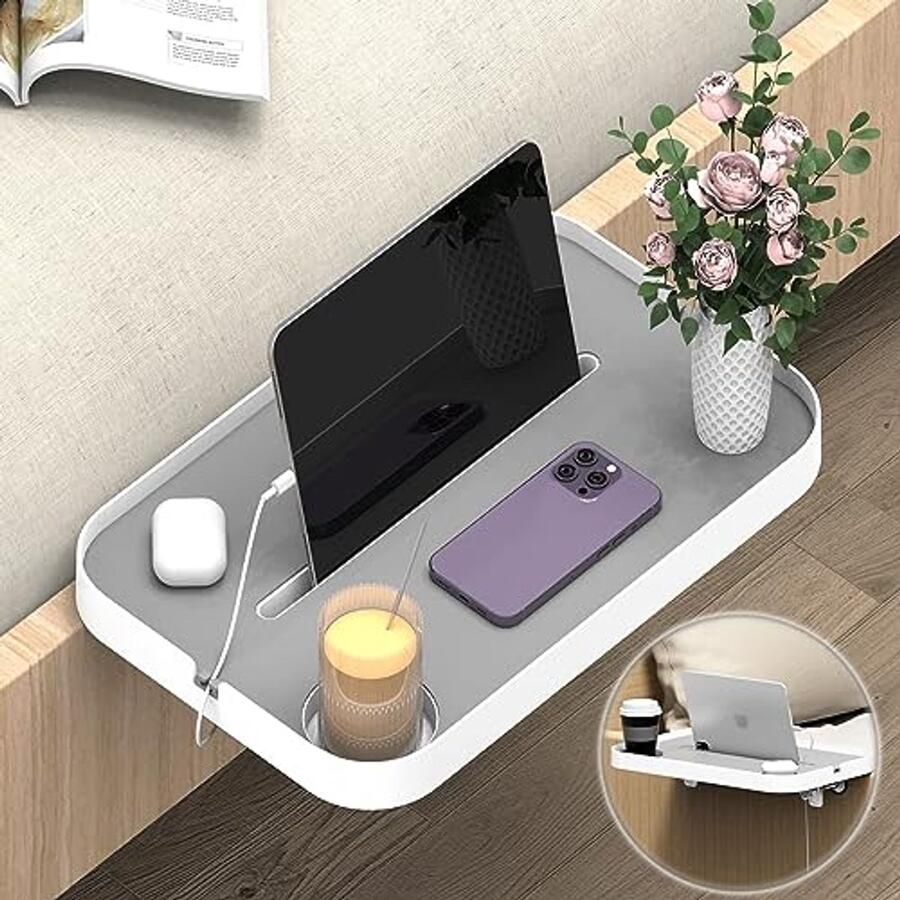 Nachtkastje Plank voor Stapelbedden en Kleine Kamers Multifunctionele Organizer met Siliconen Pad en Klem Ontwerp