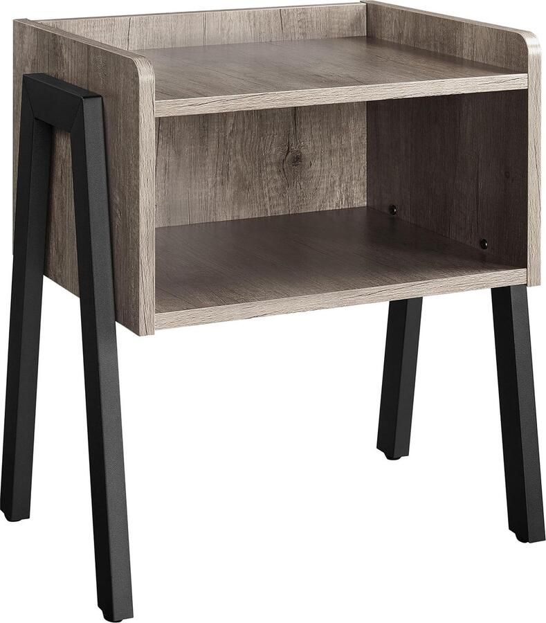 Nachtkastje Retro Nachtkastje stapelbaar nachtkastje bijzettafel met open vak stabiele metalen poten industrieel design grijs