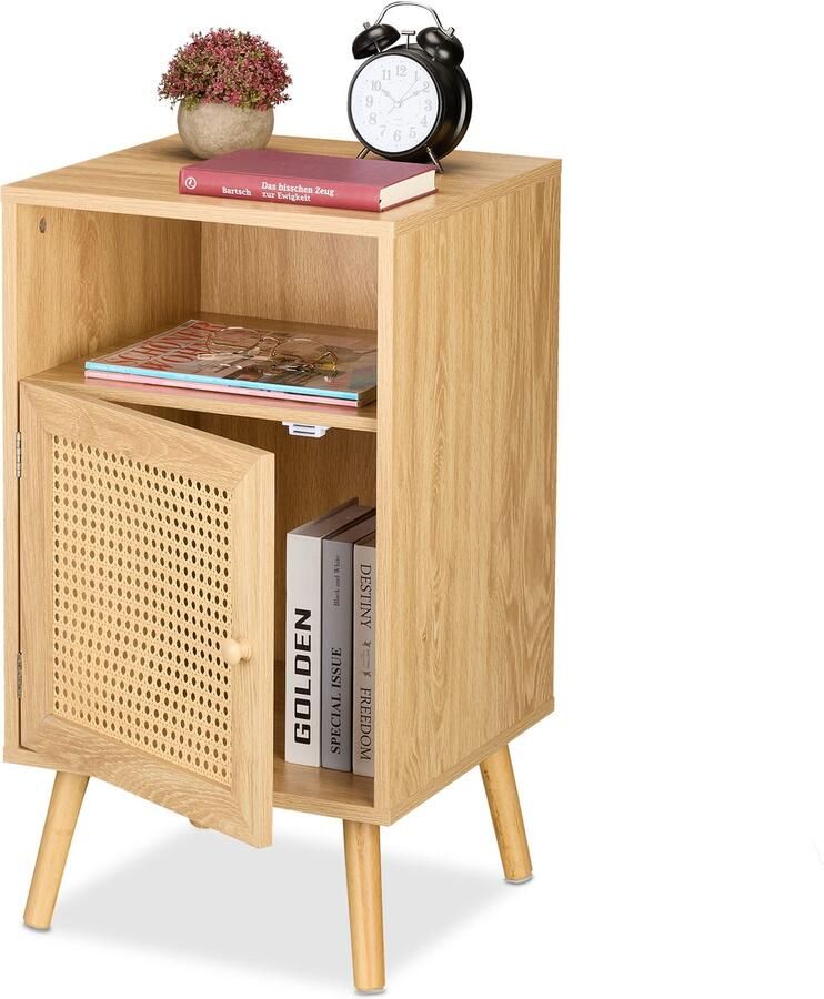 Nachtkastje rotan deur 72 x 40 x 39 cm op poten slaapkamer
