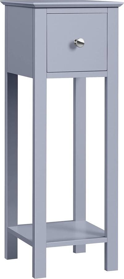 Nachtkastje salontafel met lade en open plank nachtkastje van hout hoge woonkamertafel moderne bijzettafel voor woonkamer slaapkamer 25 × 25 × 70 cm grijs