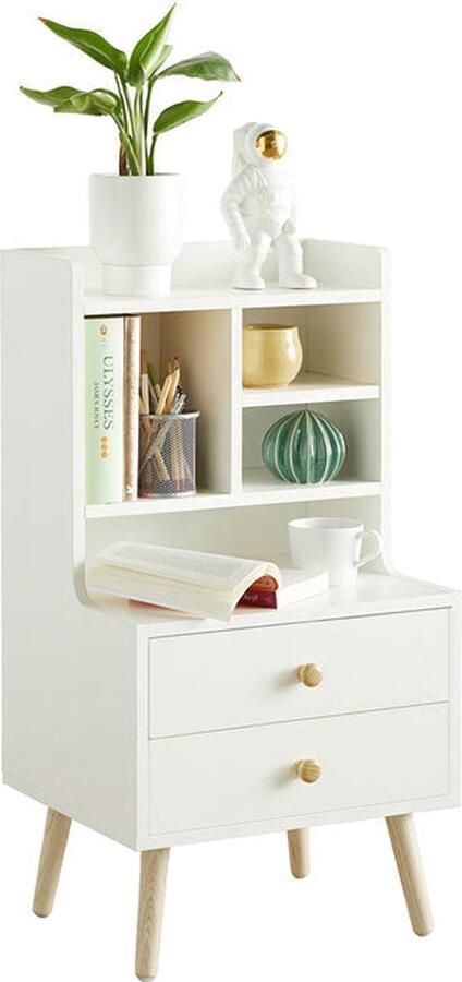 Rootz Living Rootz Nachtkastje Salontafel Ruime opbergruimte met 4 vakken en 2 laden Moderne grenenhouten accenten Duurzaam PB-materiaal 43 cm x 81 cm x 36 cm