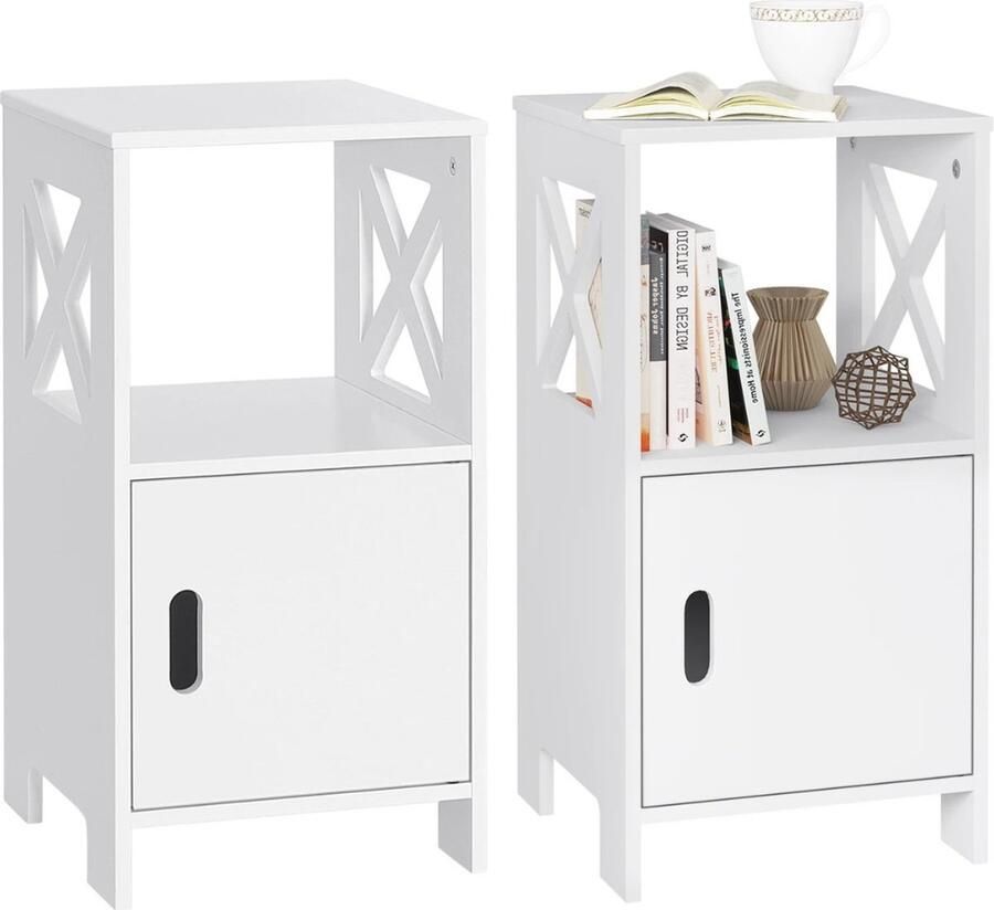 Nachtkastje Set van 2 Bijzettafel Moderne kastjes Opbergkast voor Slaapkamer Gangkastje Smalle kastjes 30X60X30cm Wit
