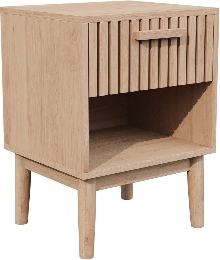 Mila Shop Nachtkastjes set van 2 Bijzettafels Hout 1 Lade 40x35x55 (BxDxH)