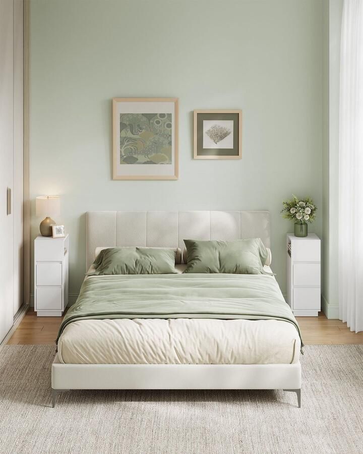 Nachtkastje set van 2 nachtkastjes wit spaanplaat en MDF 30 cm x 25 cm x 65 cm